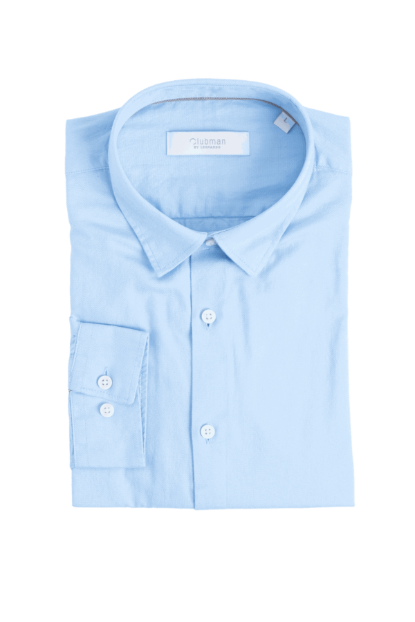 Cotton Oxford Sleeve Shirt - Light Blue