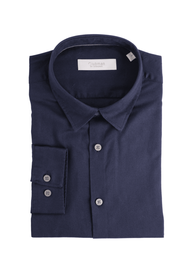 Cotton Oxford Sleeve Shirt - Navy