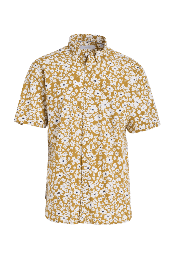 Cotton Printed Short Sleeve - Mustard Floral