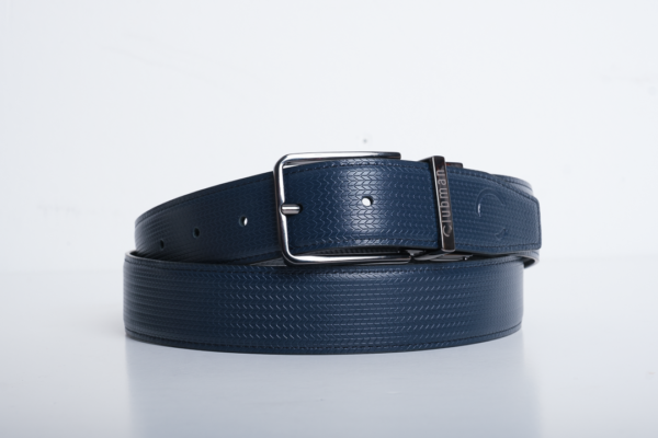 Black/Navy Leather Belt Reversible Clubman