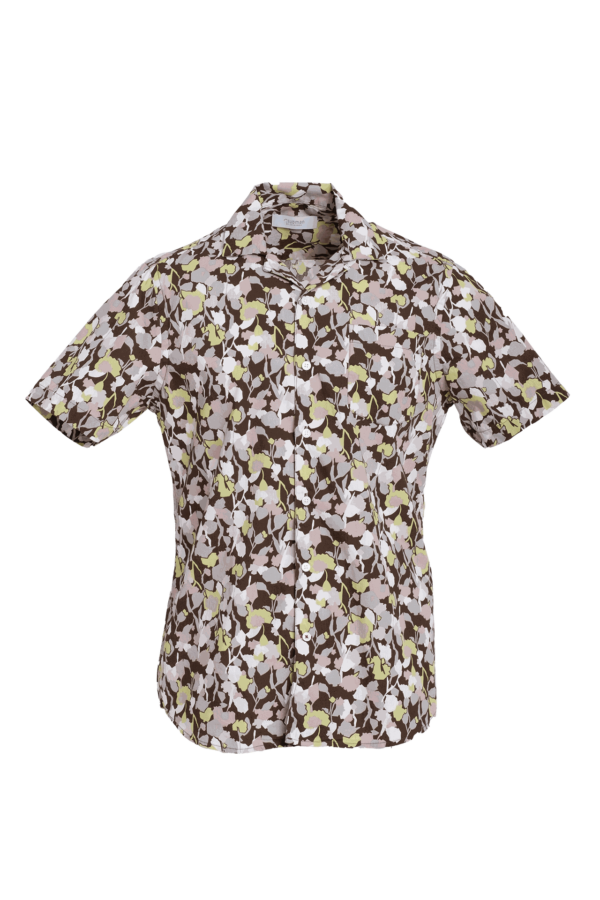 Brown Floral Cotton Woven Shirt