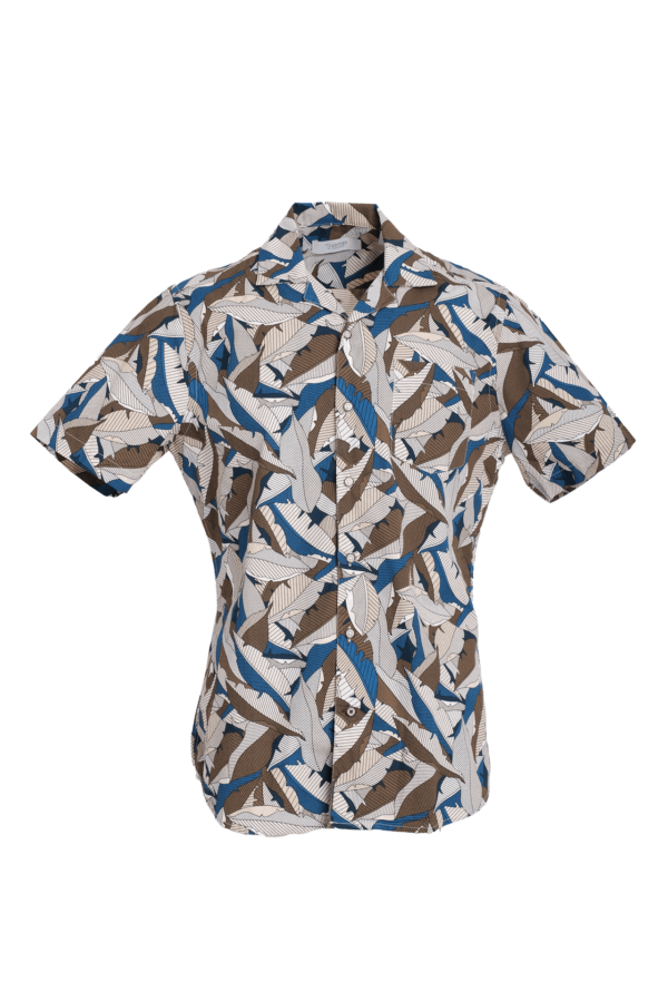 Geometrical Leafs Cotton Woven Shirt