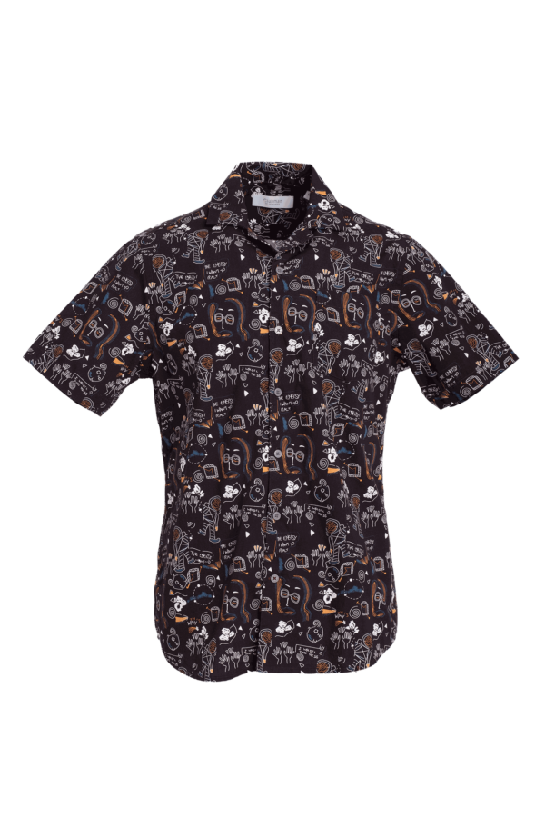 Navy Graphics Cotton Woven Shirt - Image 2