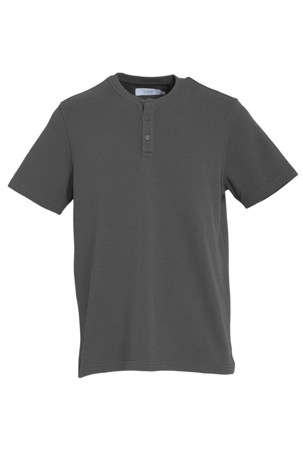 Premium Cotton Henley - Charcoal