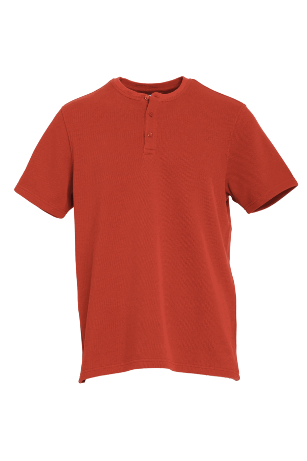 Premium Cotton Henley - Cherry