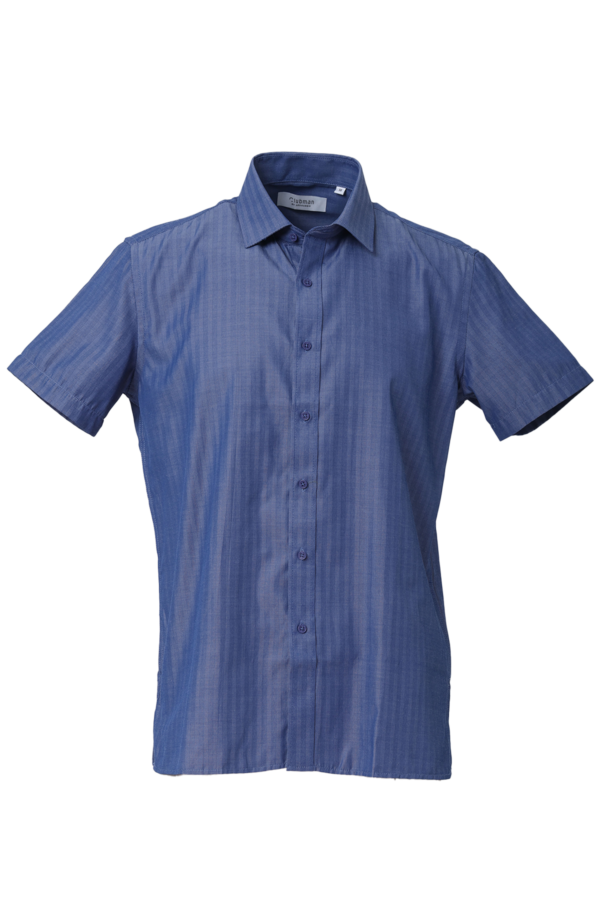 Mens Short Sleeve Shirt - Denim Blue