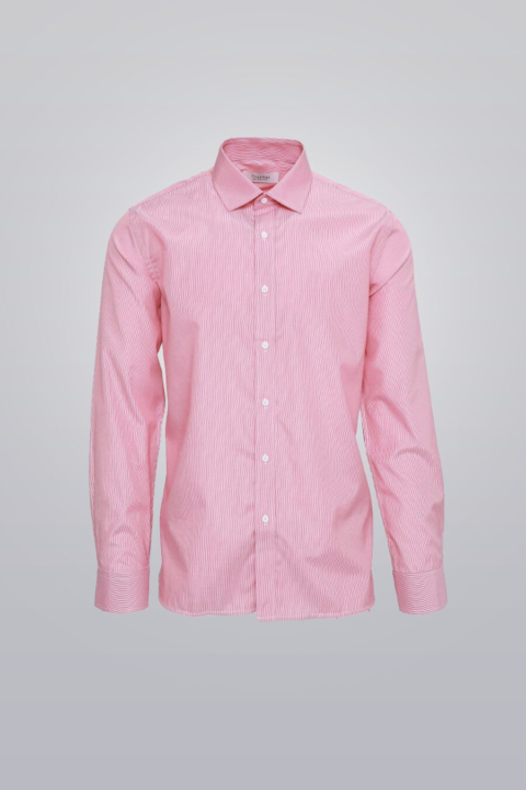 Men’s Red stripe dress shirt by Clubman by Leonardo, long sleeve, wrinkle-free