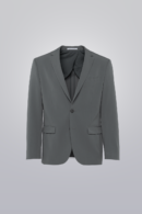 Technical Coat - Grey made with TR poly viscose and elastane blend. Soft, wrinkle-free, single-breasted design with notch lapel and flap pockets.