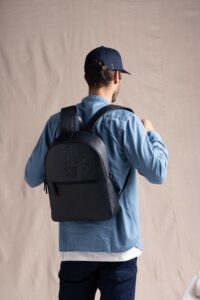 leather backpack navy
