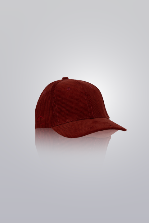 Red baseball cap made from cotton corduroy. Classic fit.
