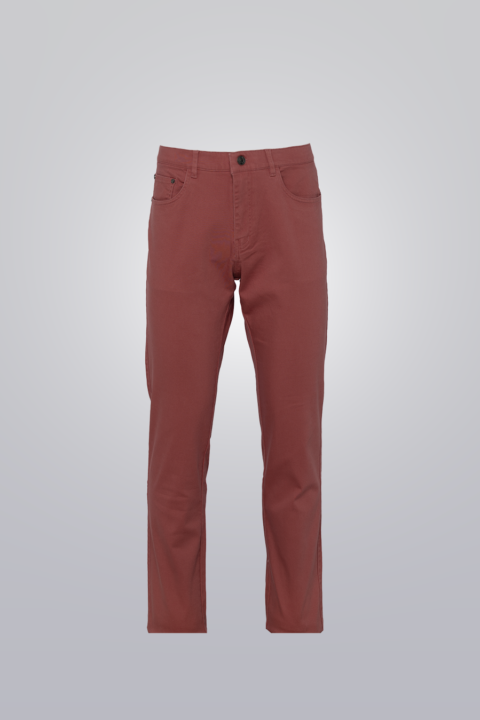 Cotton jeans - coral made from a soft and stretchy cotton-spandex blend. Five-pocket design with a straight-leg fit.