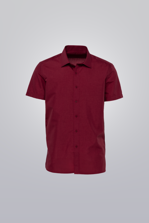 Men’s Red short-sleeve cotton shirt by Clubman by Leonardo, regular fit