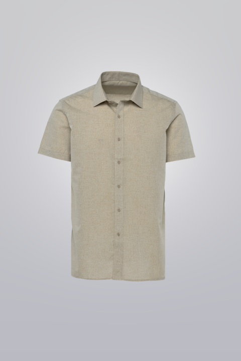 Men’s Taupe short-sleeve cotton shirt by Clubman by Leonardo, regular fit