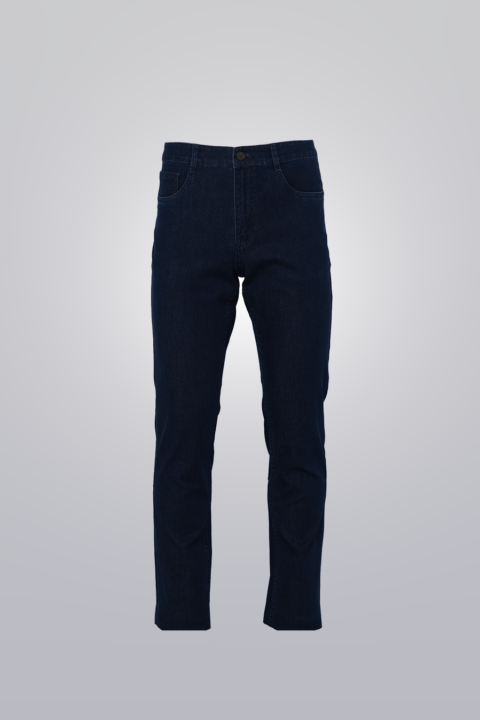 Denim Jeans - Dark Wash made from a soft and stretchy denim-spandex blend. Five-pocket design with a straight-leg fit.