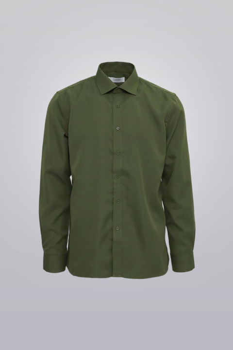 Clubman by Leonardo Green dress shirt collar and cuffs close-up