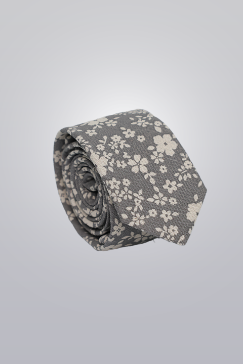Grey Floral Tie