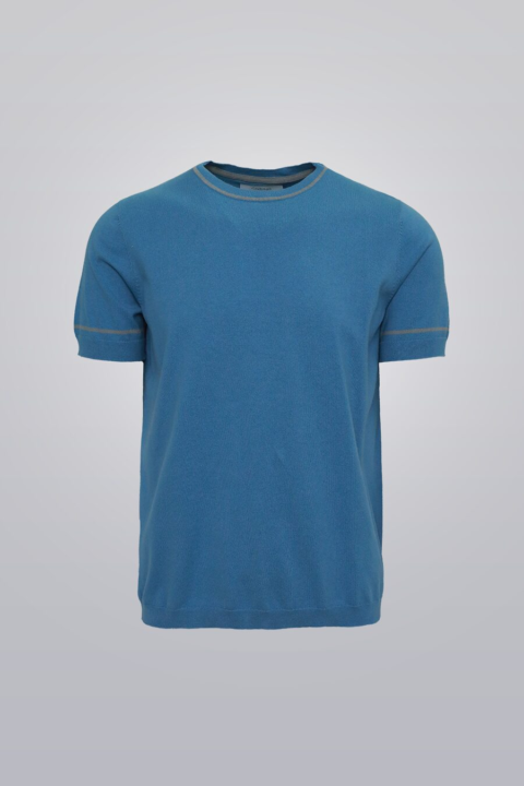 Knit Crewneck - Ashy Blue 100% cotton short sleeve knit top, true to fit