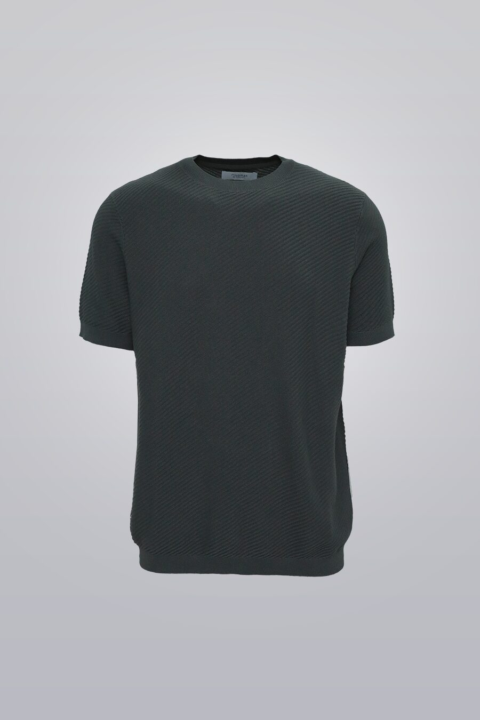 Knit Crewneck - Grey 100% cotton short sleeve knit top, true to fit