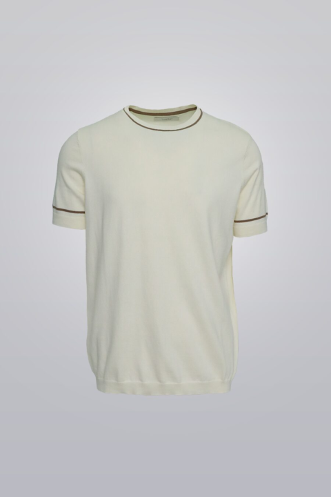 Knit Crewneck - Ivory 100% cotton short sleeve knit top, true to fit