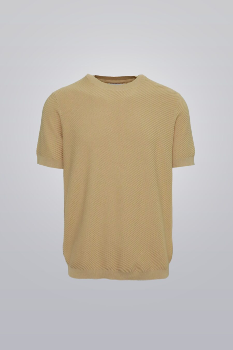 Knit Crewneck - Khaki 100% cotton short sleeve knit top, true to fit