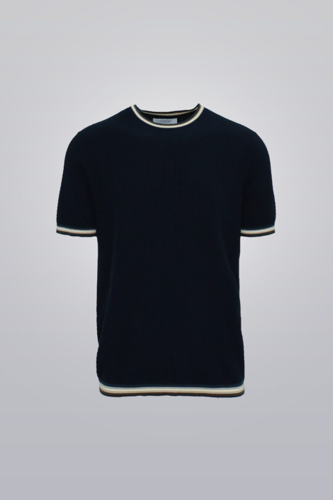 Knit Crewneck - Navy 100% cotton short sleeve knit top, true to fit