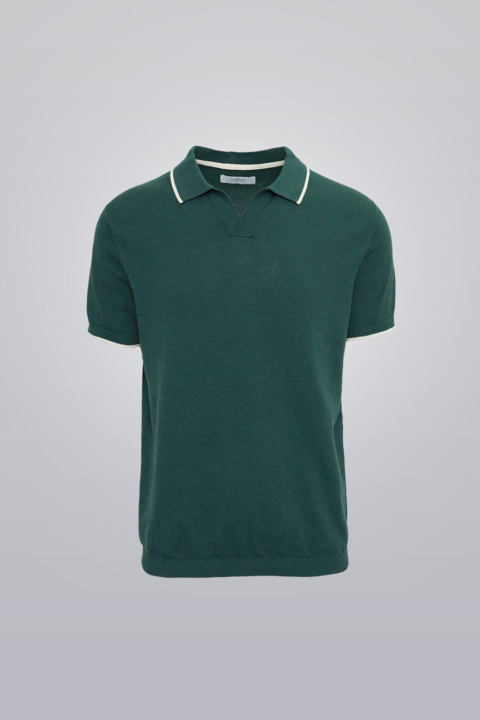 Knit Polo - Green 100% cotton short sleeve polo shirt, true to fit