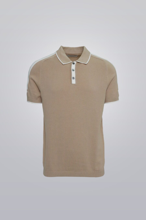 Knit Polo - Khaki 100% cotton short sleeve polo shirt, true to fit