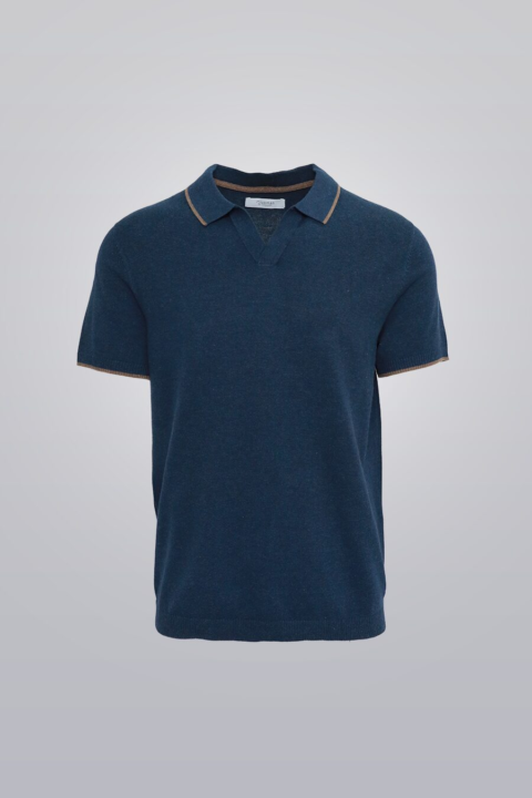 Knit Polo - Navy 100% cotton short sleeve polo shirt, true to fit