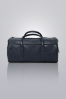 Leather Weekender - Navy 100% saffiano leather travel duffel bag with double handles and zipper closure