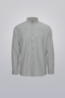Mandarin collar shirt for men, long sleeve cotton button-down with band collar and regular fit