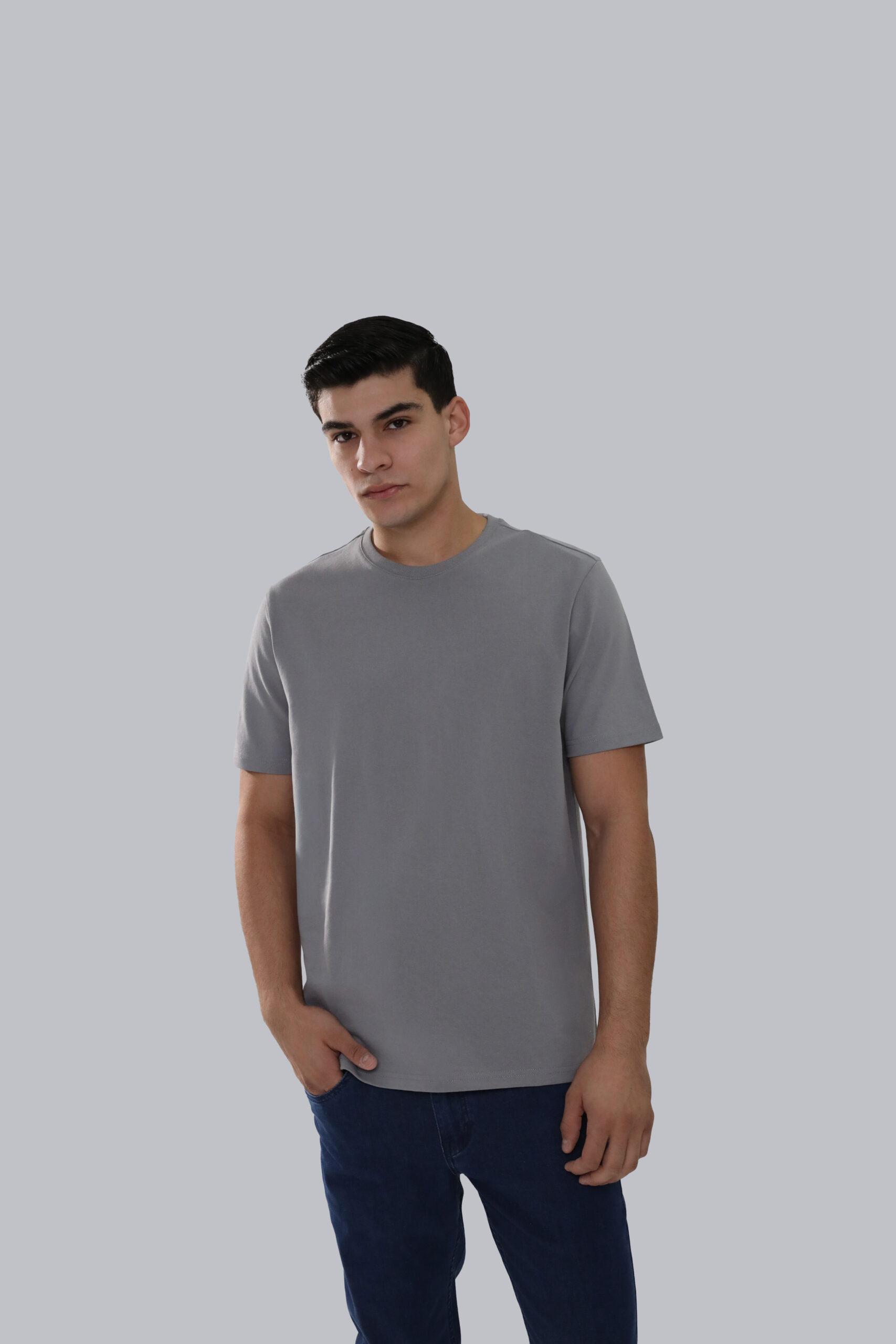 Premium Cotton Tshirt Grey - Front