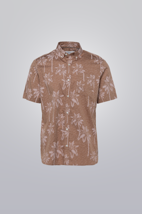 Pink short sleeve printed shirt made from 100% cotton. Regular fit.