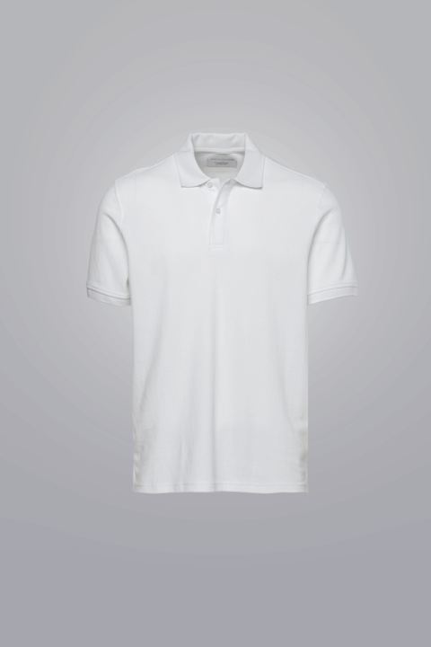 White short sleeve cotton polo made from 100% heavyweight cotton. True to fit.
