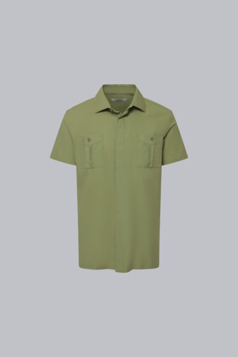Linen-cotton-polyester blend guayabera in the color mint.