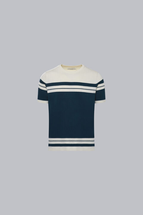 Knit Stripe Crewneck - Beige/Navy