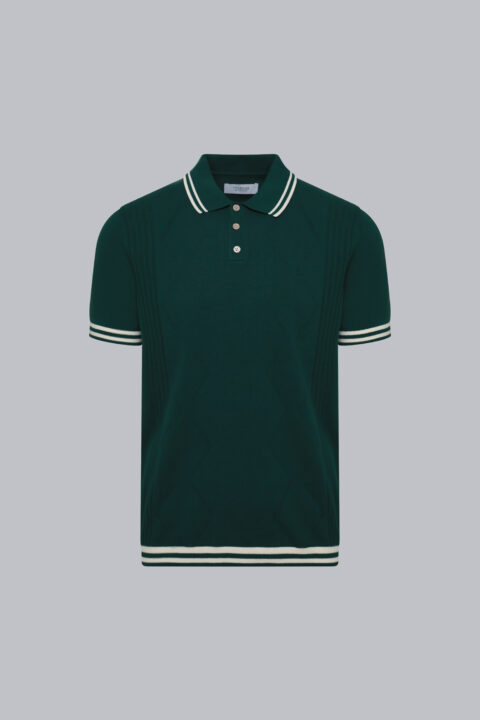 Tipped Collar Knit Polo - S, Green
