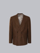 Linen Double Breasted Blazer Brown