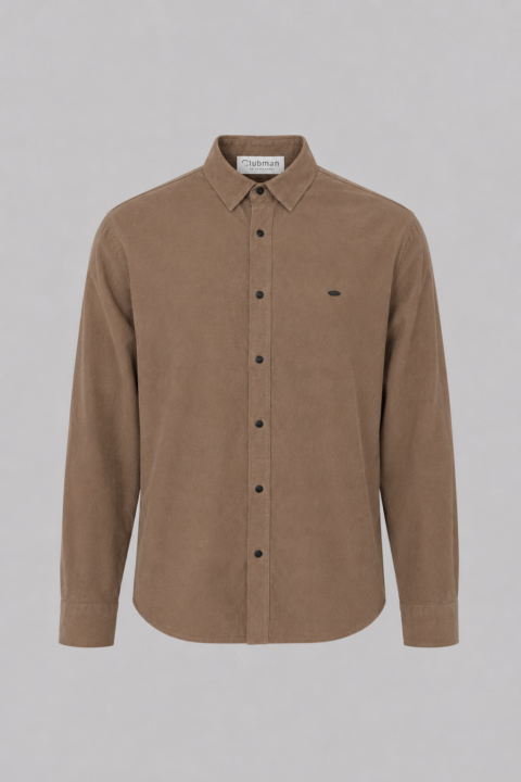 Khaki textured long sleeve shirt for men