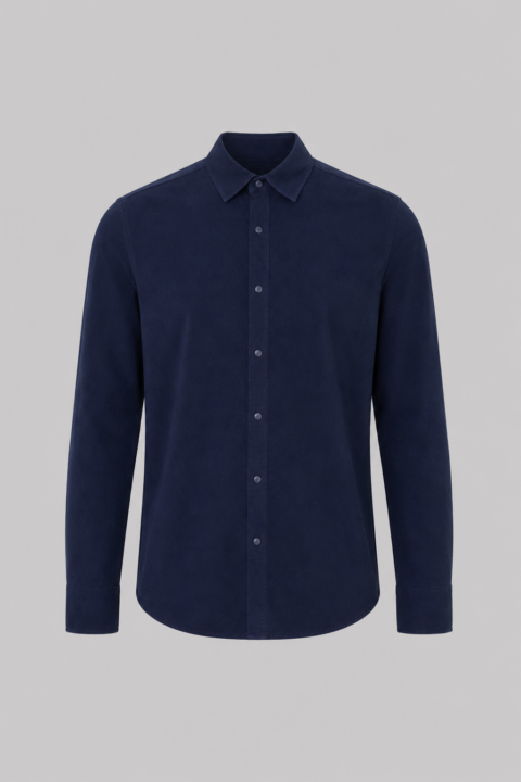 Navy textured long sleeve shirt for men