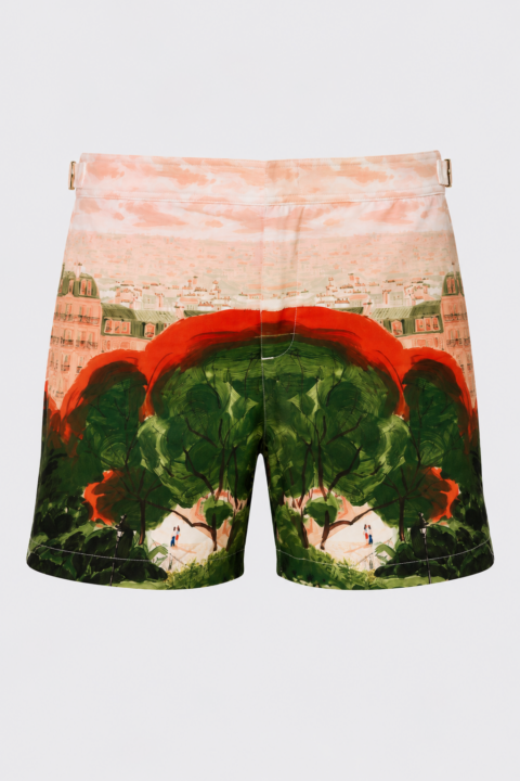 Silk Swim Short - S, Orange/Green