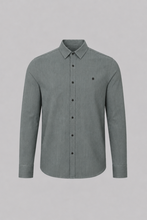 Denim Long Sleeve Shirt - 4XL, Grey