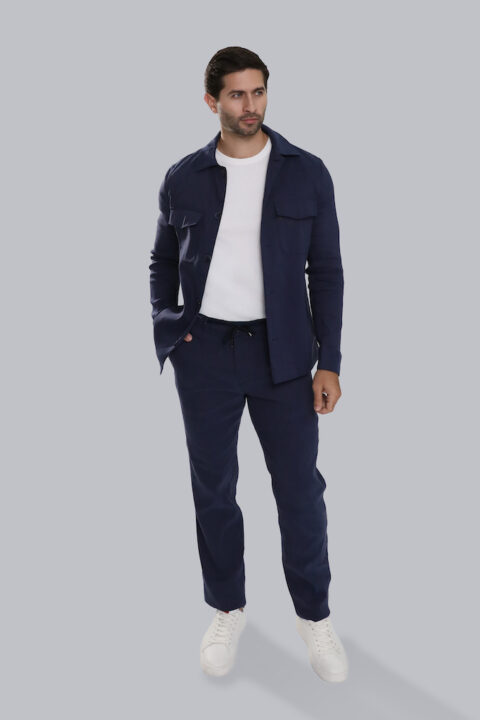 Linen Overshirt Coat - Blue, 38