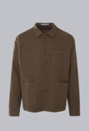 Men's Cotton Utility Jacket in tobacco with a button-front closure, classic collar, three functional patch pockets, and 100% cotton fabric.