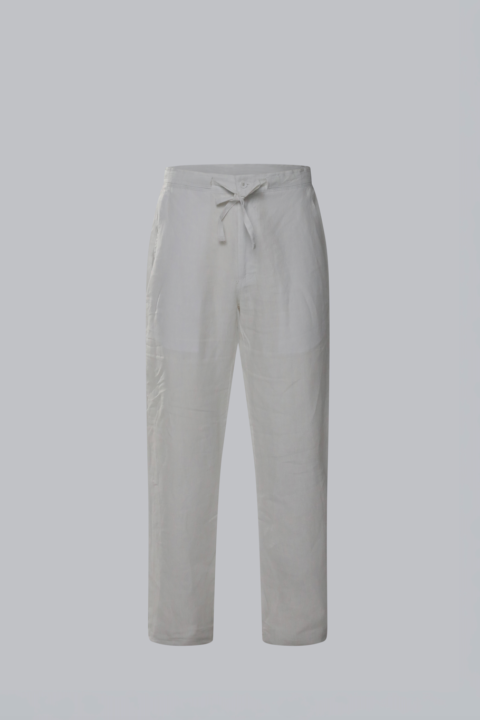 Linen Drawstring Pant - White, S