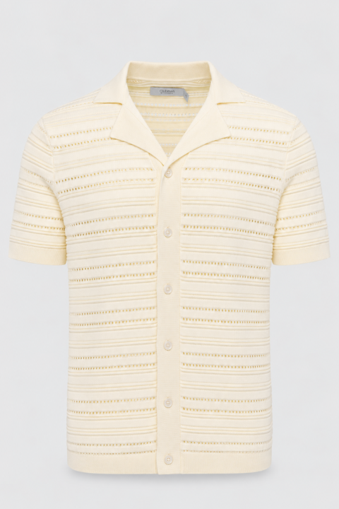 Button-Down Sweater Polo - Beige, M