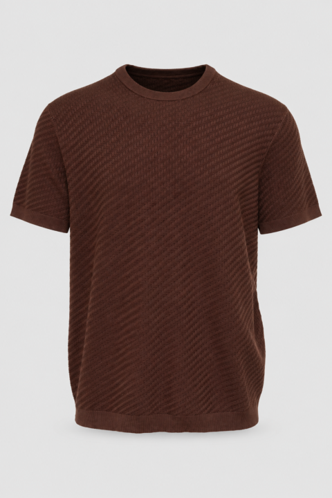 Brown crew neck sweater polo for men