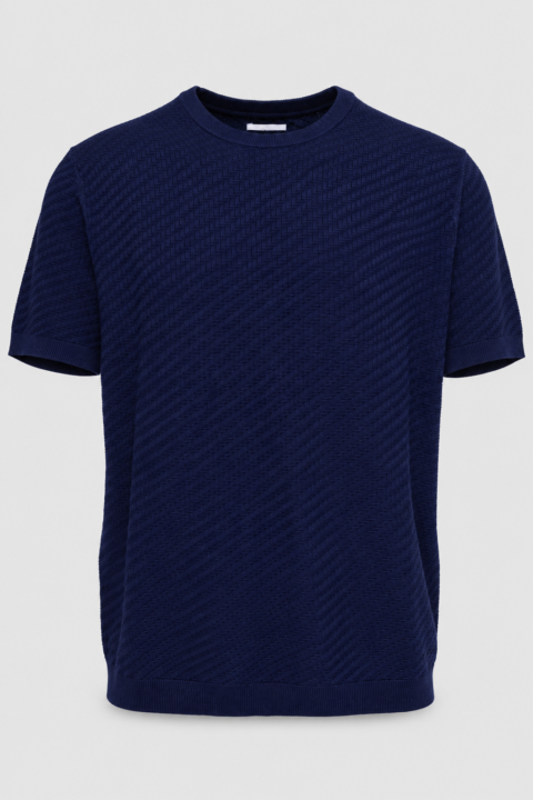 Navy crew neck sweater polo for men