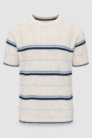 Blue striped crew neck sweater polo for men