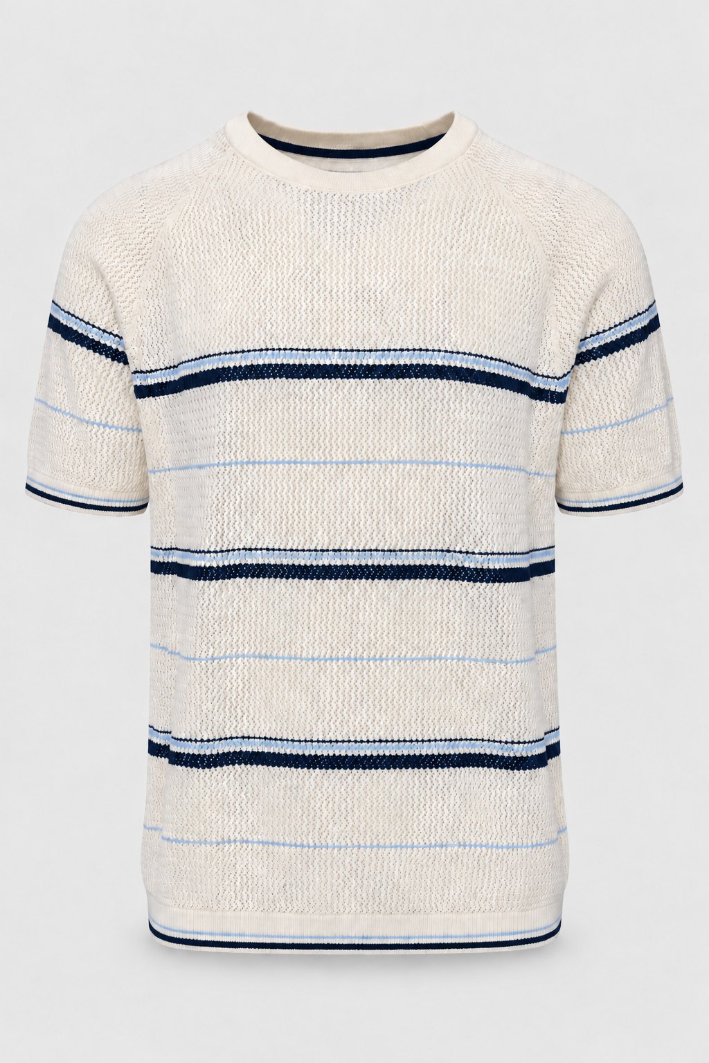 Crew Neck Sweater Polo Blue striped crew neck sweater polo for men