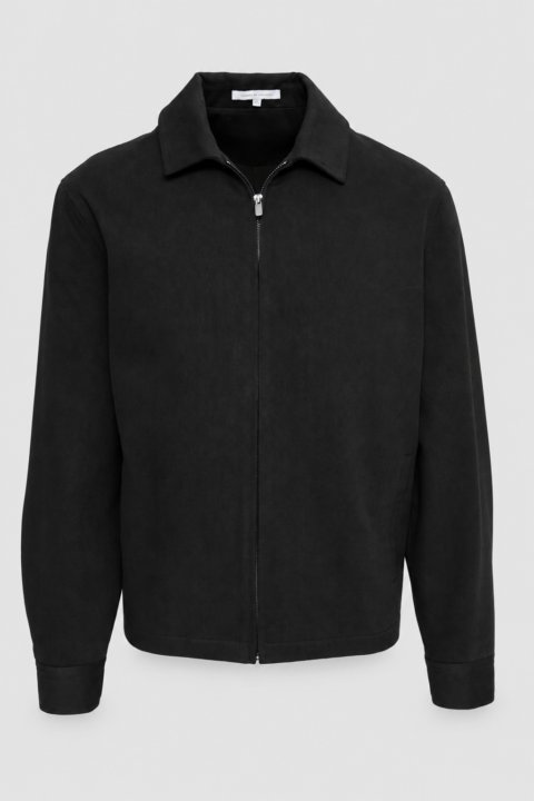 Cotton Denim Bomber Jacket - 40, Black